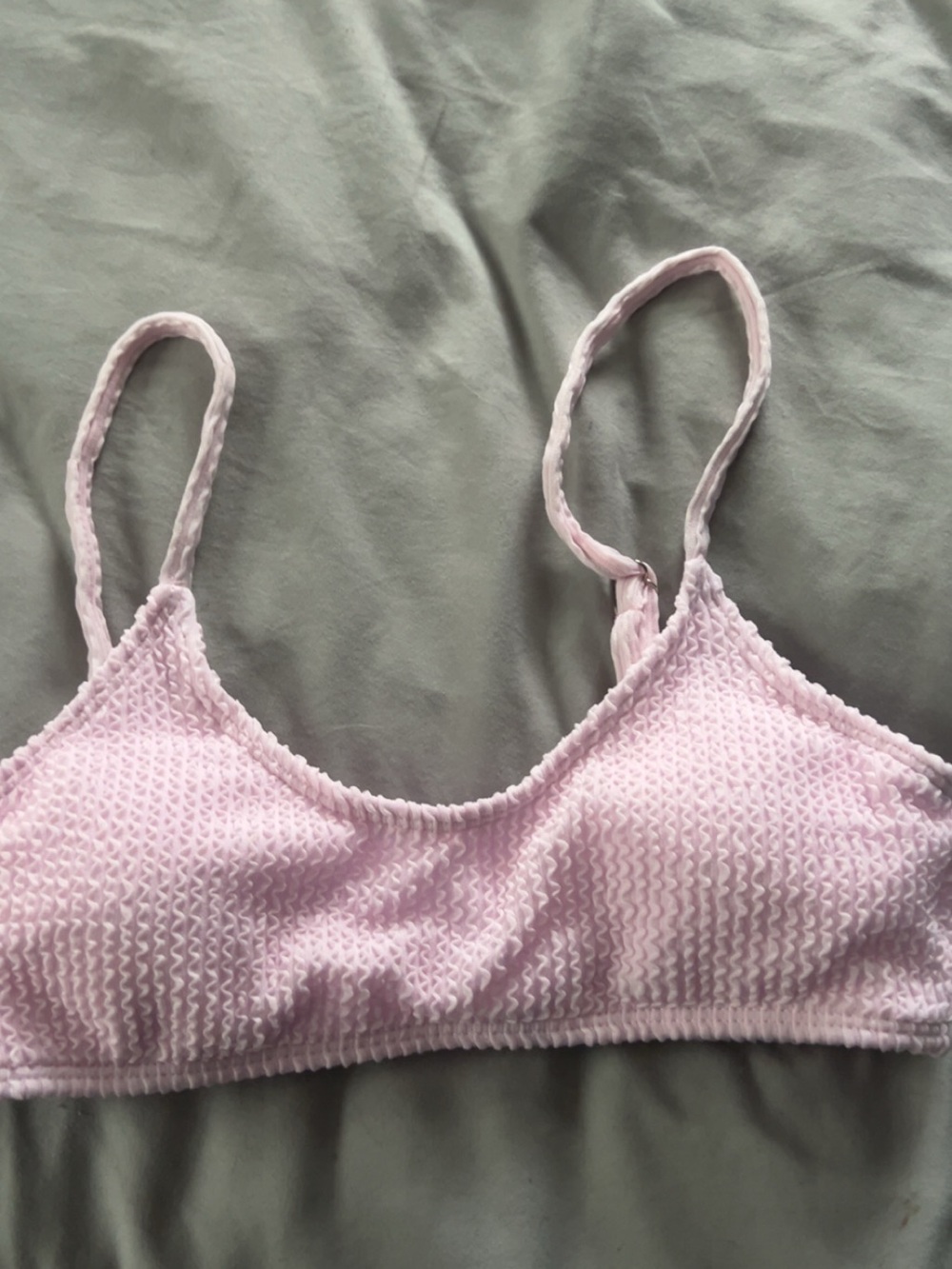 SHEIN Light Pink Textured Bikini Top